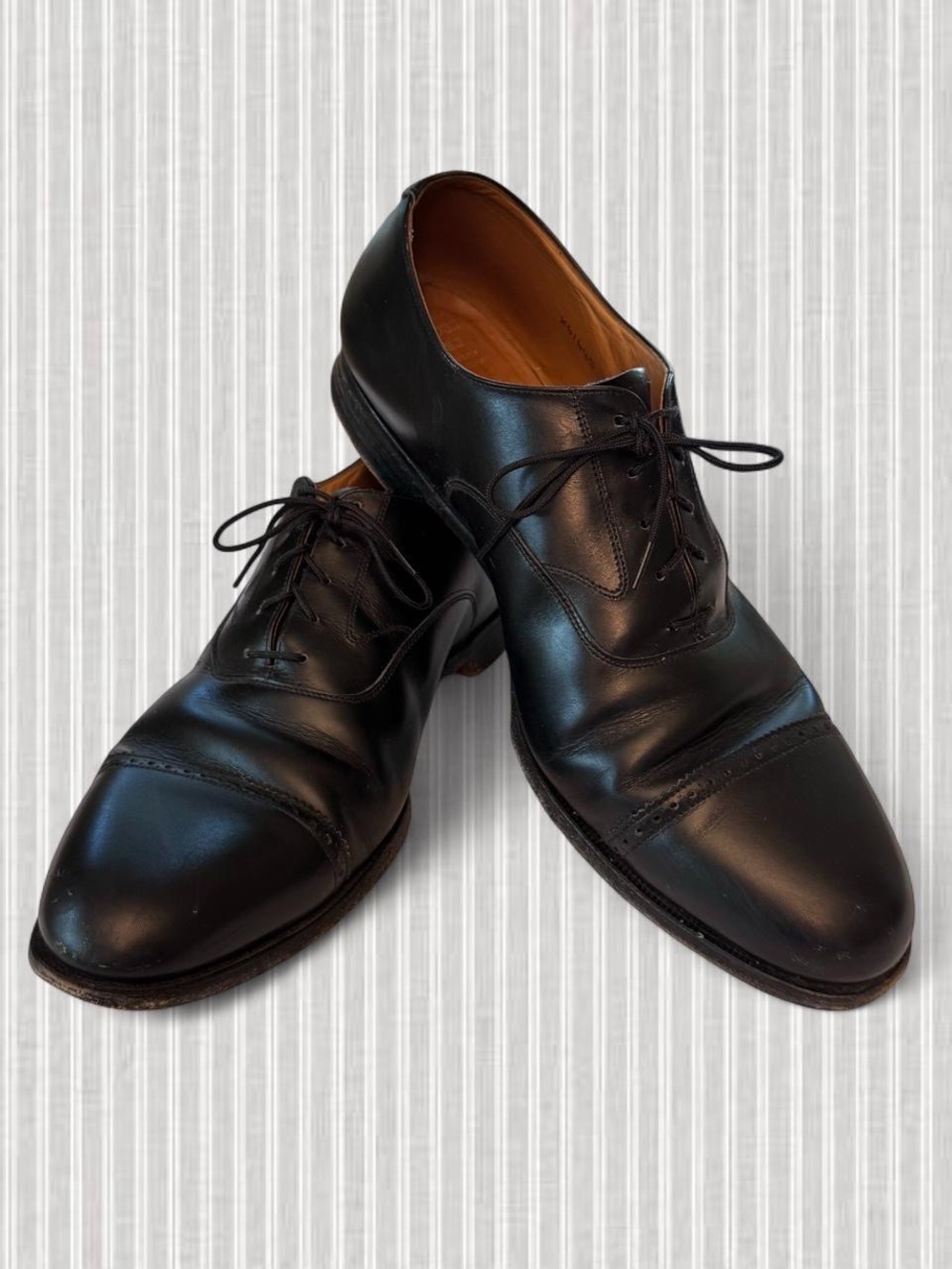 Peal & Co. for Brooks Brothers Black Cap Toe Oxford Dress Shoes 12D